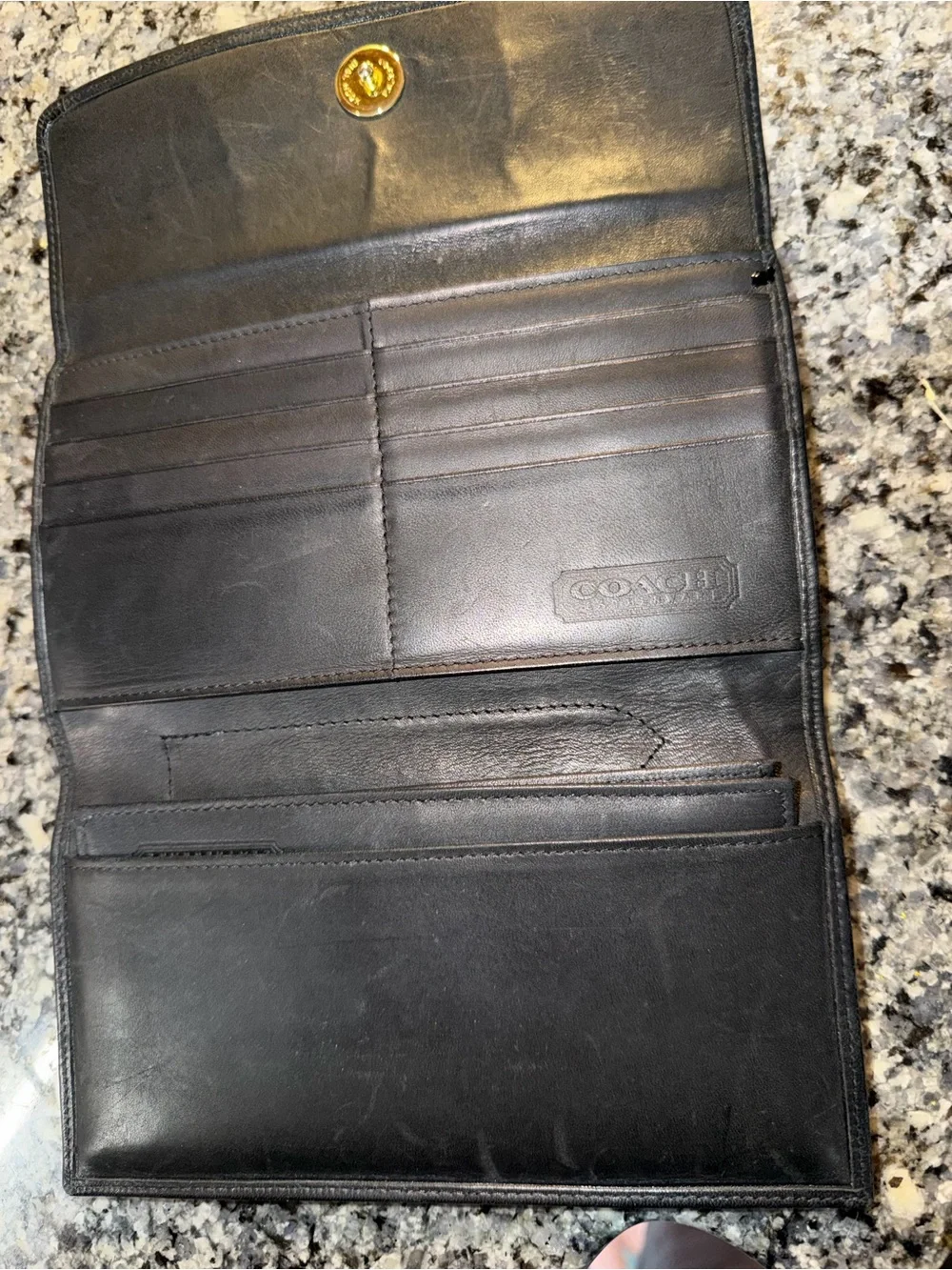 Vintage Coach Classic Black Leather Fold-Over